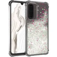EAZY CASE Handyhülle Liquid Glittery Case für Samsung Galaxy A17 6,7 Zoll, Kratzfeste Silikonhülle stoßfestes Back Cover Phone Case Etui Silber