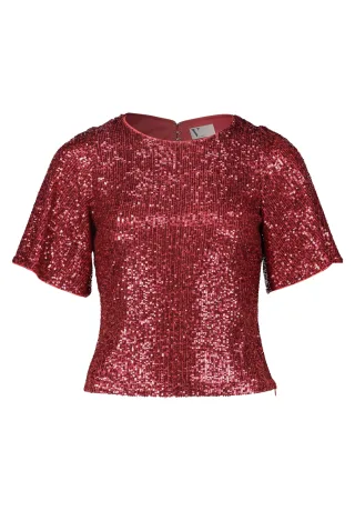V by Vera Mont - Pailletten-Top shiny coral - Gr. - 40