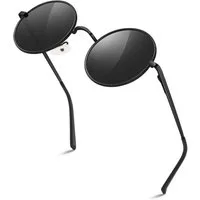LuxusKollektion Retrosonnenbrille Sonnenbrille Polarisiert Retro Rund 70er UV Schutz Cat3 1 Schwarz Grau