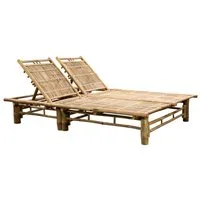 vidaXL Gartenliege Sonnenliege für 2 Personen Bambus