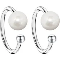 LÖB Ohrklemme Damen Ohrklemme Ohrringe Ohrmanschette Ear Cuff Set Fake Perlen Silber (Geschenke für Frauen Damen Beste Freundin Mutter Mama Ehefrau Oma sie zum Geburtstag Schmuck Sommer), Ohrring Ohr Helix Ohrpiercing Piercing Ring Clip On Hoop Perle