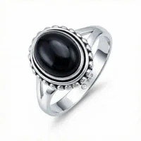 mantraroma Silberring GAMSA aus 925 Silber mit Onyx (Ring mit Schmuckbeutel), Damenring aus 925er Silber