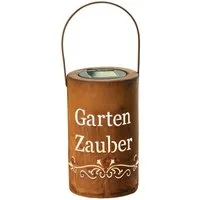 Dekoleidenschaft LED Laterne "Gartenzauber" aus Metall mit Echtrost Finish, Solarlaterne Rost, LED fest integriert, Gartenlaterne, Outdoor Hängelaterne, Tischleuchte, Solarleuchte