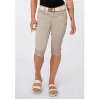SUBLEVEL Caprihose Damen Stretch-Capri mit Gürtel Stretch-Twill-Shorts, knielang, Paper Touch