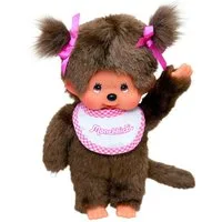 Sekiguchi Plüschfigur Monchhichi Plüschfigur Mädchen mit Latz pink/braun 20cm