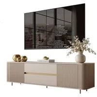 ALLHOUSE24 TV-Schrank TV-Lowboard MIRACLE Rillenfronten, 2 Schubladen, Push-Open, Goldfüße (1x TV Schrank) Breite 180 cm