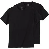 CECEBA Rundhalsshirt Ceceba Übergrößen T-Shirt 2er-Pack schwarz Rundhals