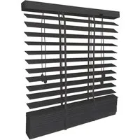 Sol Royal Jalousie Holzjalousie 50mm Rollo SolDecor BE5, 75x180cm, Schwarz, Montage Wand & Decke Blickschutz Jalousie Fenster & Tür Massivholz