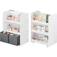 Woltu Kinderregal, 1-tlg., 2 in 1 Bücherregal mit Boxen auf Rollen
