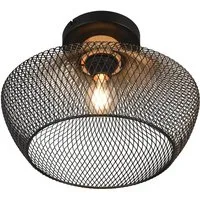 Reality Leuchten LED Deckenleuchte, Dimmfunktion, LED wechselbar, Warmweiß, Industriedesign Gitter-lampe für Treppenhaus Lampenschirm Ø 35cm