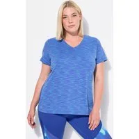 Ulla Popken T-Shirt Funktionsshirt Reflektorpipings V-Ausschnitt