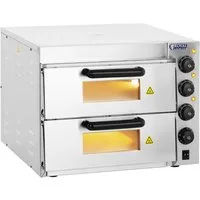 Royal Catering Pizzaofen Pizzabackofen 2 Kammern Ø 40 cm Pizzabäcker Timer 120 min Schamotte