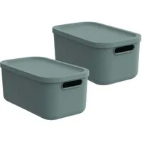 ROTHO Aufbewahrungsbox Albula Light 2er-Set Kiste 12l mit Deckel (Aufbewahrungsboxenset, 2er-Set)