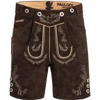 PAULGOS Trachtenhose Herren Lederhose Kurz mit Trägern 100% Echtleder - HK1