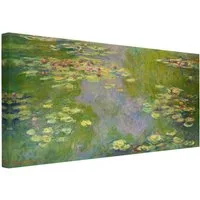 Bilderdepot24 Leinwandbild Kunstdruck Claude Monet Grüne Seerosen grün Bild auf Leinwand XXL, Wohnzimmer Schlafzimmer Küche Flur Wandbild Kunstkopie Wanddeko Druck