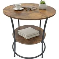 relaxdays Beistelltisch mit 2 Ablagen, Industrial-Schwarz