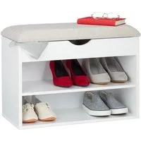 relaxdays Schuhbank Weiße Schuhbank gepolstert (1-St)