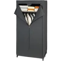 WENKO Stoffschrank Modell Deep Black mit Kleiderstange, Ablage & Reißverschluss, Metallgestell, abwaschbar