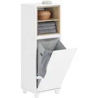 SoBuy Wäscheschrank BZR146 Badezimmerschrank mit Wäschesack Badschrank Wäschekorb