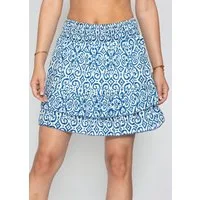 SASSYCLASSY Minirock Minirock mit Volants für Damen Verspielter Rock mit sommerlichem Allover-Print und elastischem Bund