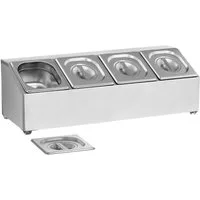 Royal Catering Aufbewahrungssystem GN Aufsatzbord + 4 GN 1/6 Behältern Deckel Gastronorm-Behälter Gestell, Edelstahl, verschiedene Größen