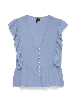VERO MODA - VMVIDO SL TAPE TOP WVN Brunnera Blue - Gr. - XL