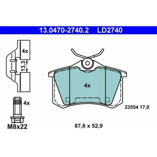 ATE Bremsbel?ge hinten Citroen DS Peugeot Renault 13.0470-2740.2