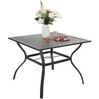 PHI VILLA Gartentisch (Metall-Sthllatten-Terrasse mit 4 cm Schirmloch), 94 cm Esstisch für den Außenbereich