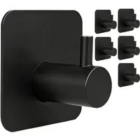 Forrlite Garderobenhaken Kleiderhaken, Kleiderhaken zum Schrauben, Wandgarderobe (Haken für Akustikpaneele, Schlafzimmer, Wohnzimmer, Badezimmer, (6-St), Wandhaken für Garderobe, Jacken, Hut, Metall, Schwarz)