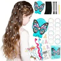 CLTYQ Kreativset Hair Gem Applikator-Set für kinder,Hair Set mit 180 Strasssteinen, Haarclip Strassstein Haarsetzmaschine, Haarschmuck für Mädchen