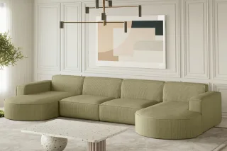 Wohnlandschaft U-Form Sofa PALMA XL in Stoff Scala Kiwi