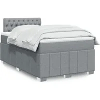 vidaXL Boxspringbett, Boxspringbett mit Matratze Hellgrau 120x190 cm Stoff