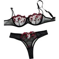 NEXORA Tanga String Tanga BH Set, Lingerie Set, Dessous Set (Komplett-Set) Komplettes Set, BH & Hose, Träger verstellbar