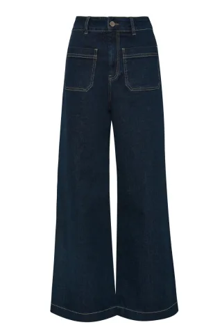 bsb - Marlene-Hose mit weitem Bein blau - Gr. - S