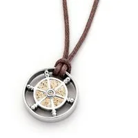 DUR Kette mit Anhänger STN1005SA Navora Baumwollkette Strandsand Steuerrad 17 mm 45+5 cm