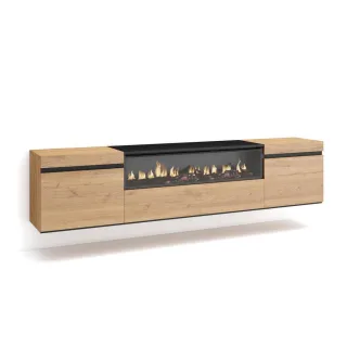 Skraut Home Lowboard, Eiche, Natur, Holzwerkstoff, Rechteckig,Rechteckig, 200x45x35 cm, Wohnzimmer, Wohnwände, Lowboards, Lowboards hängend