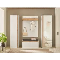 Home affaire Garderoben-Set GIRON/CiTY, moderne Garderobe, Komplettset mit viel Stauraum, (Komplett-Set, 4-St), enthält Garderobenschränke, Paneel & Schuhbank +Sitzkissen