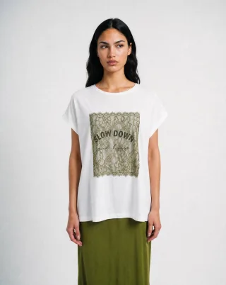 Smith&Soul - Oversize T-Shirt Lace Application offwhite - Gr. - L