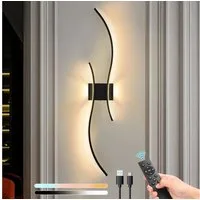 Rosnek Wandleuchte Kabellose LED Wandleuchte, wiederaufladbar, dimmbar mit Fernbedienung, LED fest integriert, 3000–6000K stufenlos, Touch-Steuerung, für Wohnzimmer & Schlafzimmer
