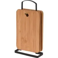 Excellent Houseware Schneidebrett Schneidebretter aus Bambus, 5 Stück mit Ständer, 24×14 cm, Bambus, (1 St)