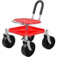 Rutaqian Rollsitz Fahrbarer Gartensitz mit Stauraum,Höhenverstellbar 51-61cm, (1 x Fahrbarer Rollsitz 1 x Schraubenschlüssel), 360° Drehbare Schwenkbarer Gartenhocker Schubkarrez, bis 150kg