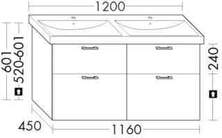 Burgbad WTU.-Schr. Sys30 PG3 Diago 601x1160x450 Weiß Hochglanz, WYLB116F1507 WYLB116F1507