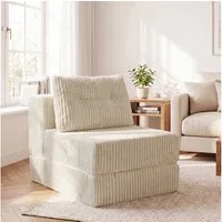 GRAVFORCE Schlafsofa mit Kissen – 3-in-1 Sessel, Rückenstütze, klappbare Matratze, Beige, 1 Teile, 3-in-1-Transformationsdesign
