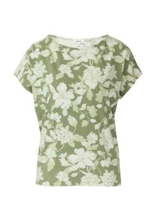 s.Oliver - T-Shirt olive/creme - Gr. - 36