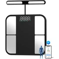 OYLCDI Körper-Analyse-Waage Messung von Körperfett, Muskelanteil, Kalorienanzeige usw., mit App zur Übertragung und Tracking der Messwerte, Full Body Scan, BMI, Körperfett, Wasser & Muskelanteil, bis zu 180 kg