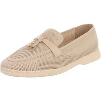 Ital-Design Atmungsaktive Loafers für Damen mit eleganter Schnalle Slipper (91116843) Blockabsatz Mokassins in Beige