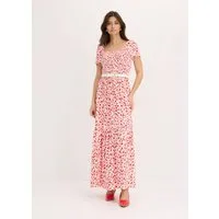 bonprix Maxikleid ausgestellte Passform, eckiger Ausschnitt, Kurzarm-Design