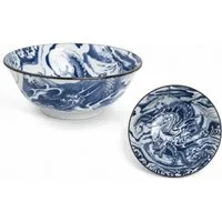 WestCraft Servierschüssel Japan-Bowls ASIATICA, Drachengott Edition, Porzellan-Schalen, 20,5 cm, Porzellan, Hochwertig, asiatische Ramen-, Reis-, Nudel-, Udon-, Suppen-Schüssel