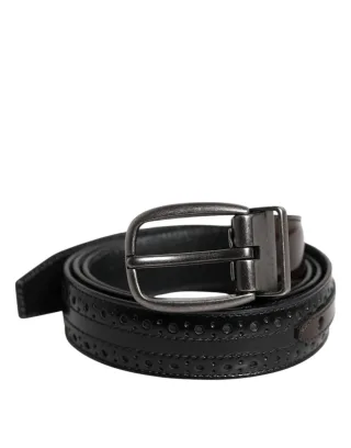 Dolce & Gabbana Schwarz Braun Leder Klassischer Metallverschluss Gürtel