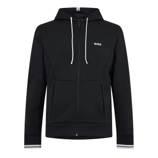 Boss - Hoodie mit durchgehendem Reißverschluss für Herren, Sport, Stretch (Schwarz)